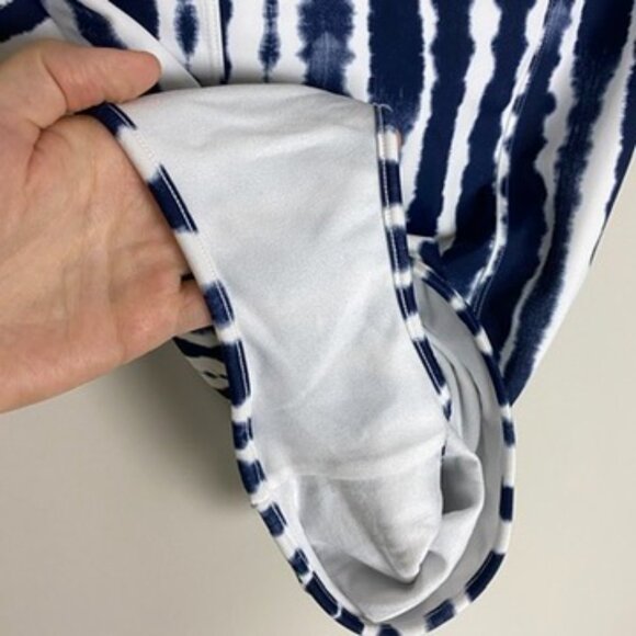 Athleta Wave Break One Piece Swimsuit Tie Dye Womens Medium Blue Cutout Knot - Picture 7 of 8